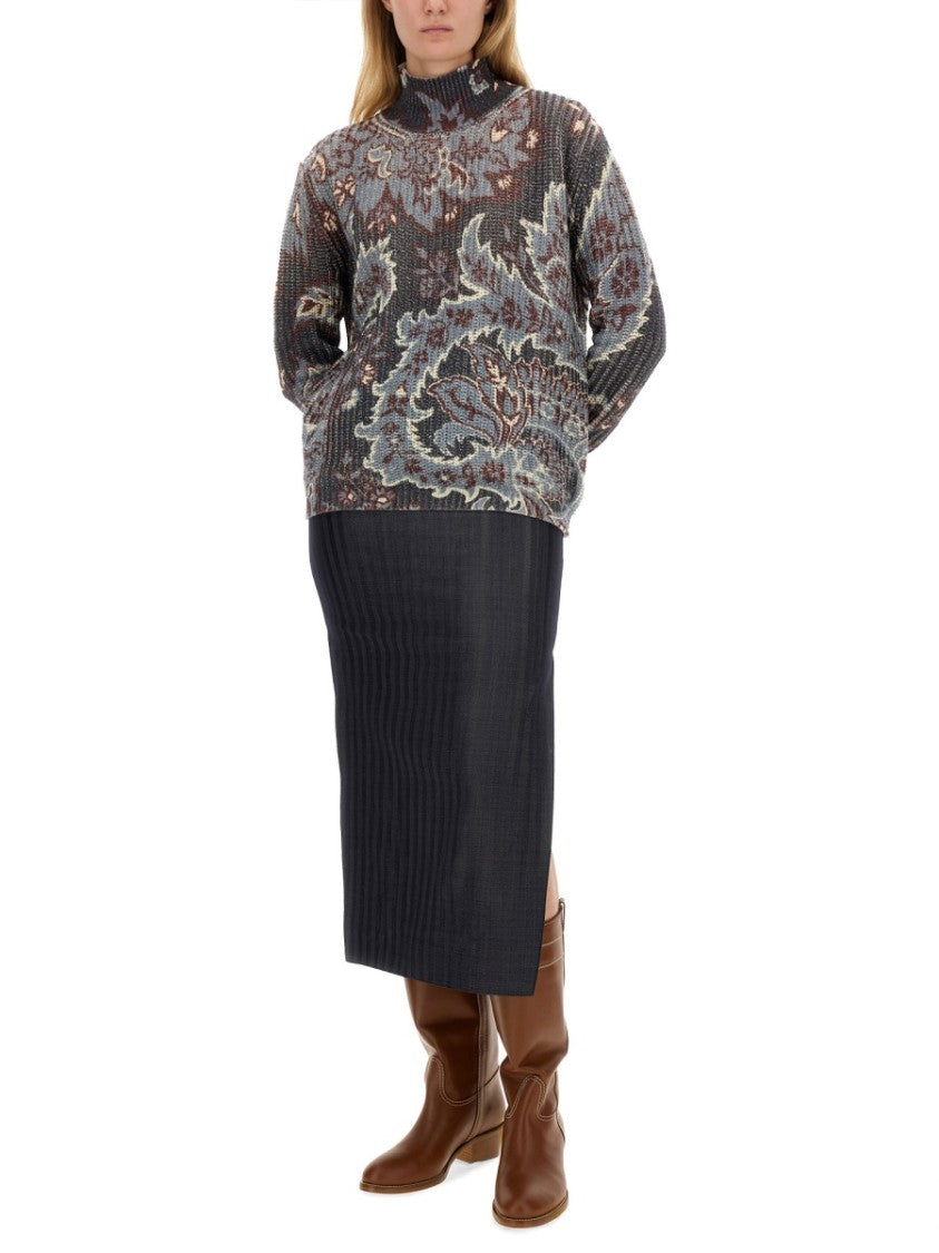 Etro Oversized Floral Pattern Wool Sweater