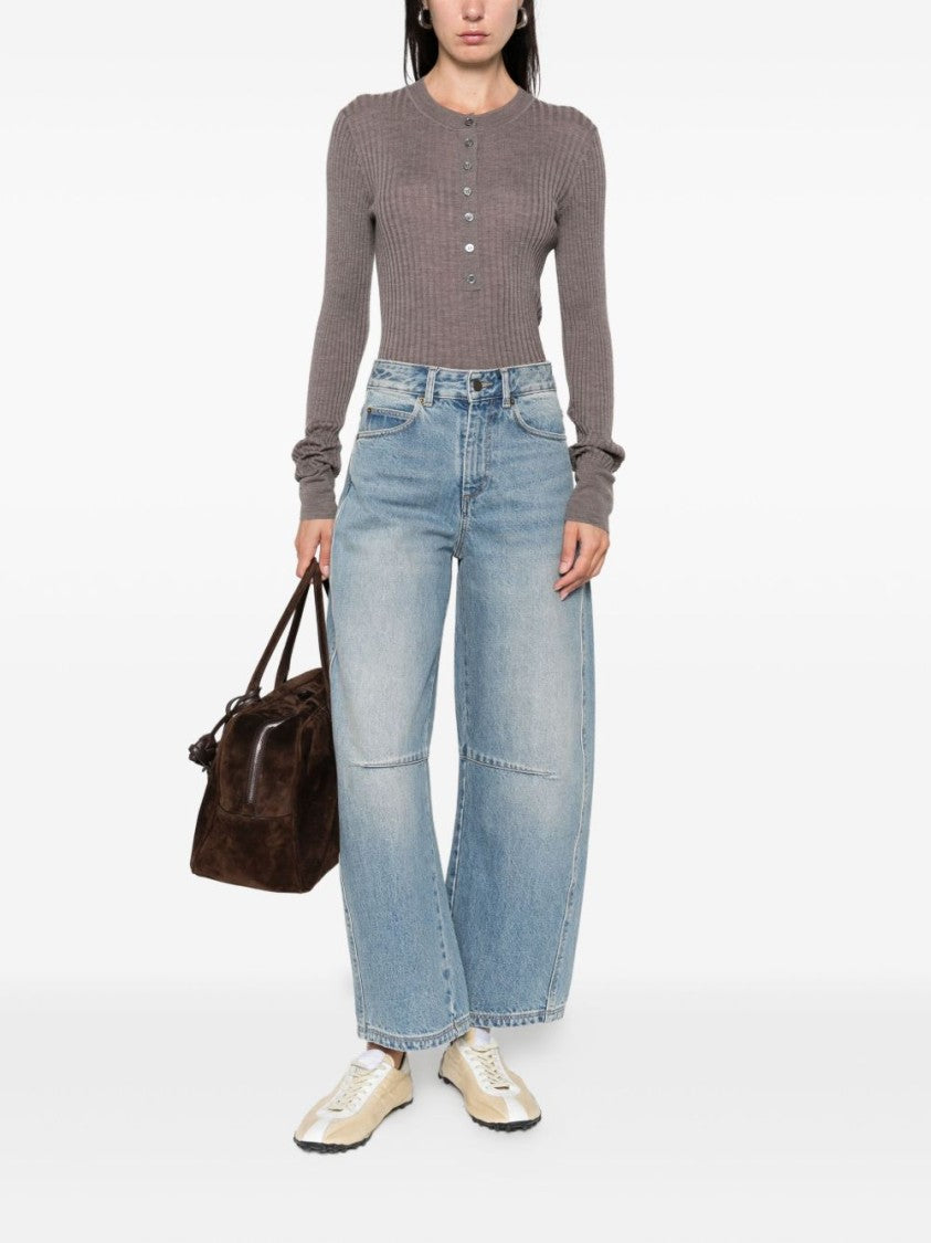 Soeur Fitted Ribbed Knit Sweater With Button Detailing