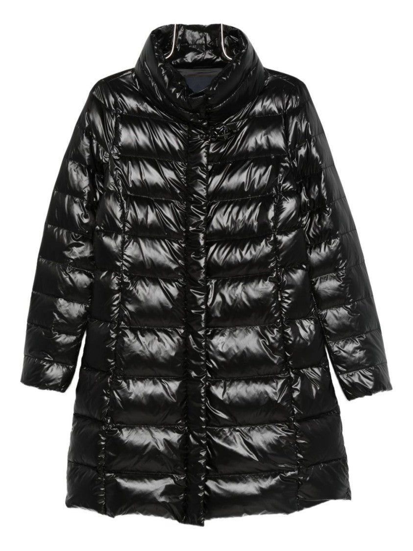 Fay Quilted Nero Down Coat With Structured Collar