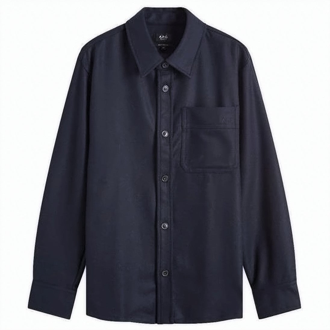 A.P.C. Classic Blue Long-Sleeve Button-Down Shirt With Structured Collar
