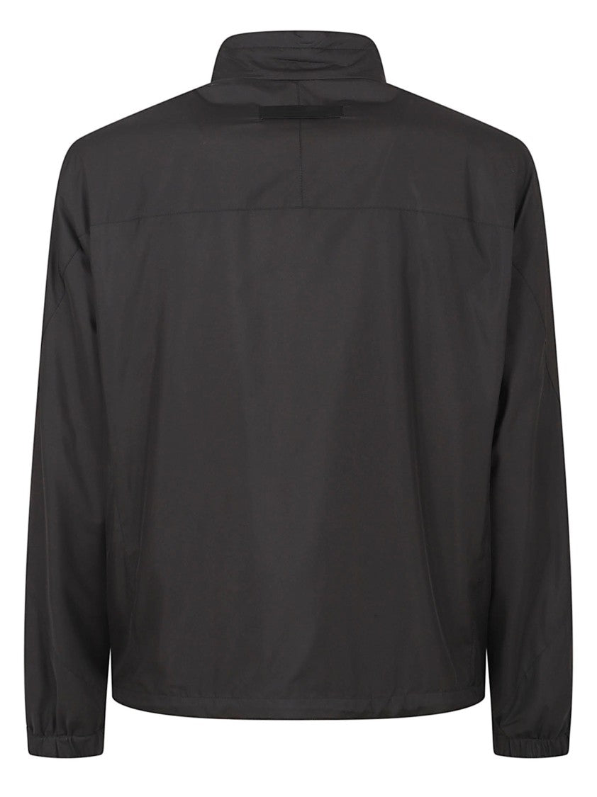 Zegna Reversible Black And Grey Jacket With Logo And Toggle Closures