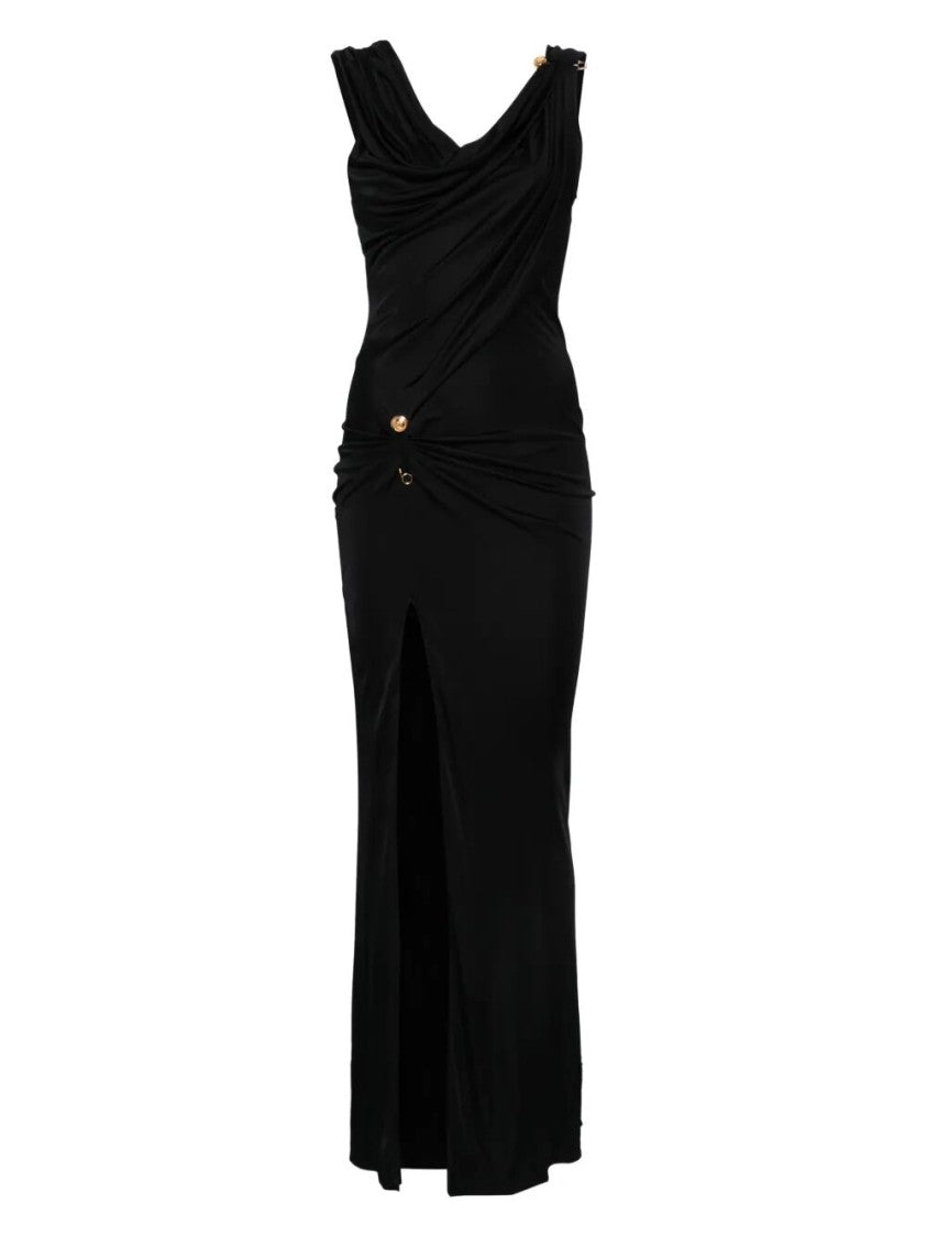 Versace Black Viscose Liquid Jersey Gown