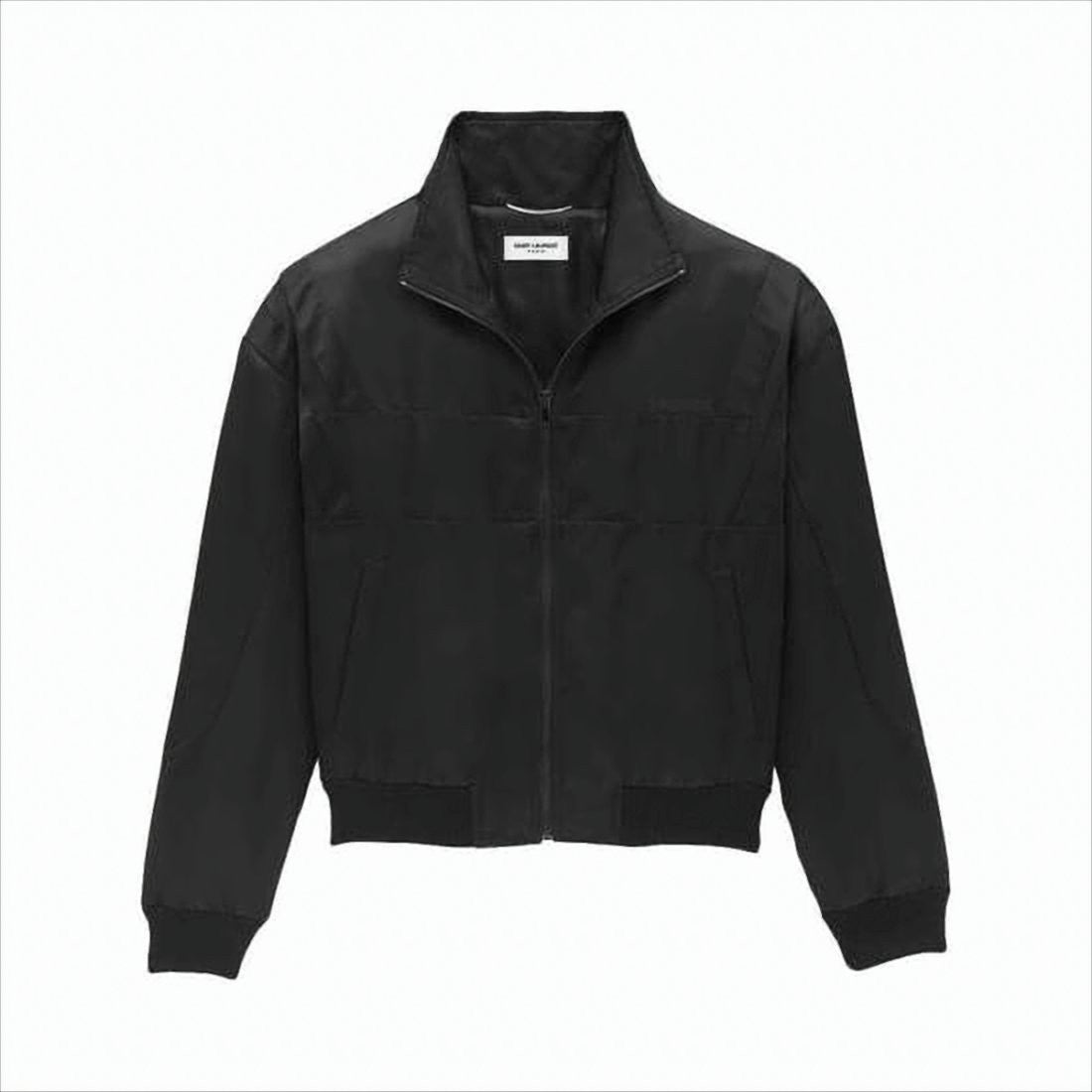 Saint Laurent Black Padded Jacket With Zip Front And High Collar