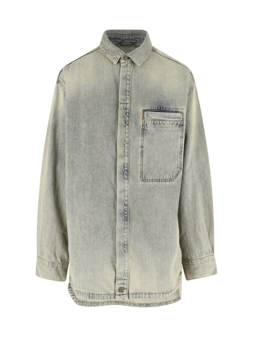 Entire Studios Grey Relaxed Washed Denim Shirt