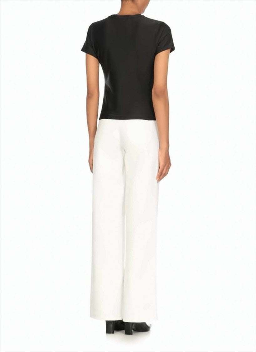 Coperni Fitted Black Short-Sleeve Top With Crystal-Embellished Logo