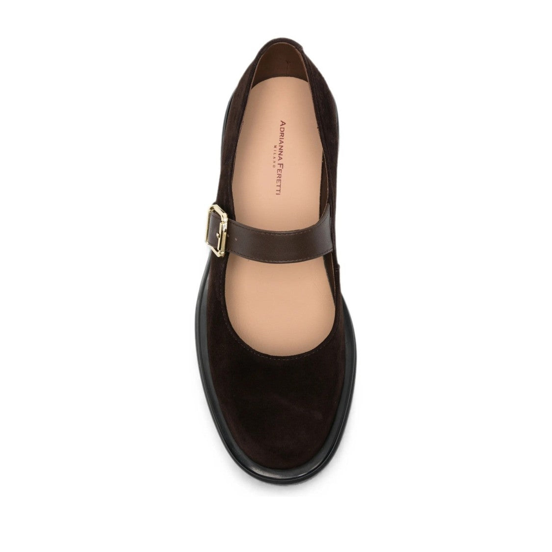 Adrianna Feretti Brown Gold-Tone Buckle Suede Loafers