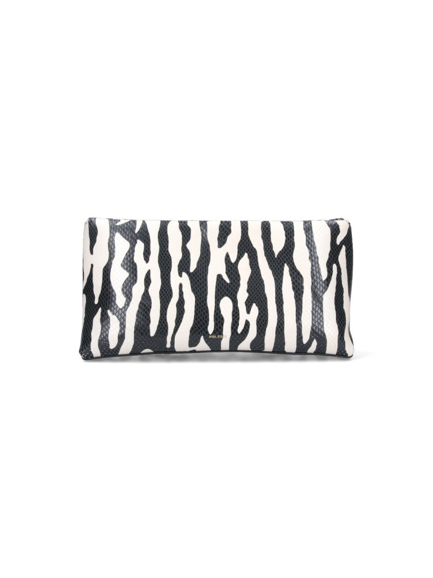 Mouliebre "Carlotta" Zebra Print Clutch – White