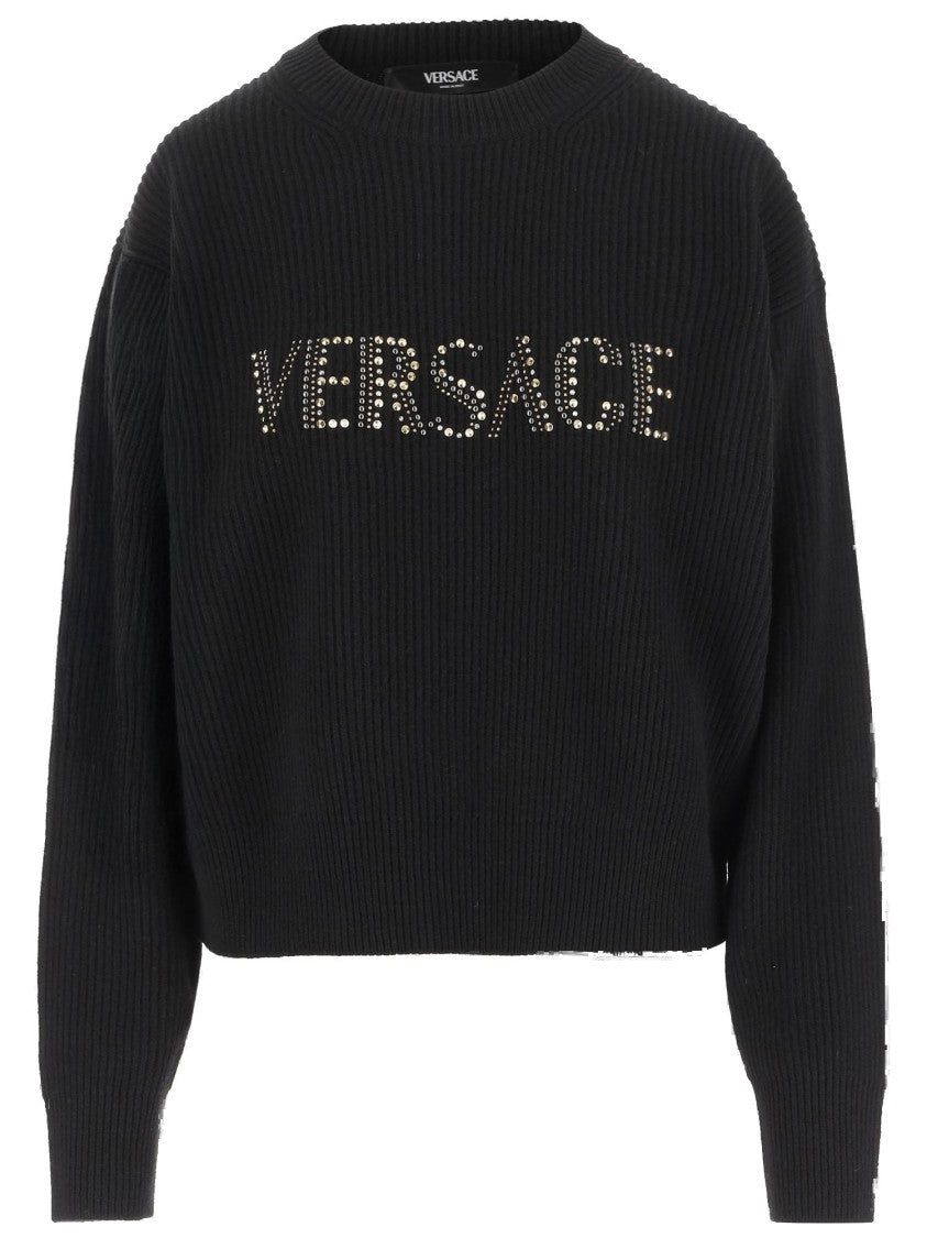 Versace Ribbed Wool Sweater With Studs