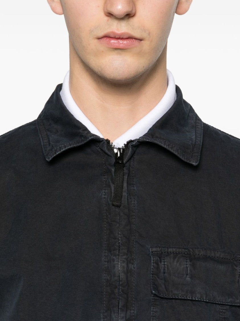 Stone Island Classic Collar Casual Shirt With Double-Slider Zip