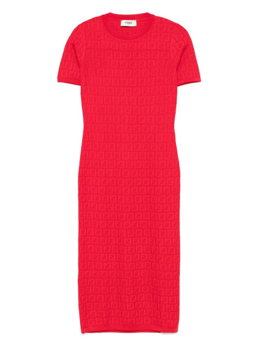Fendi Fitted Midi Dress With Textured Pattern