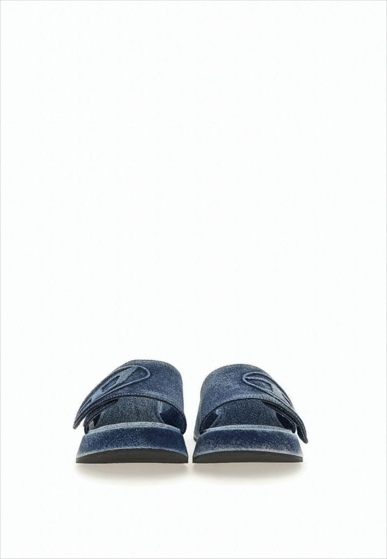 Diesel Denim-Inspired Cotton Sandals With Logo Detail