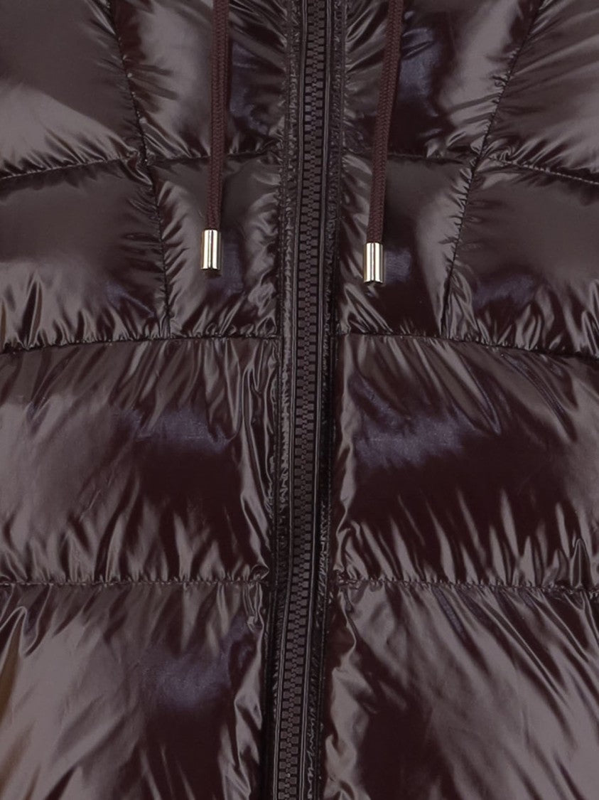 Pinko Glossy Quilted Down Coat With Adjustable Hood