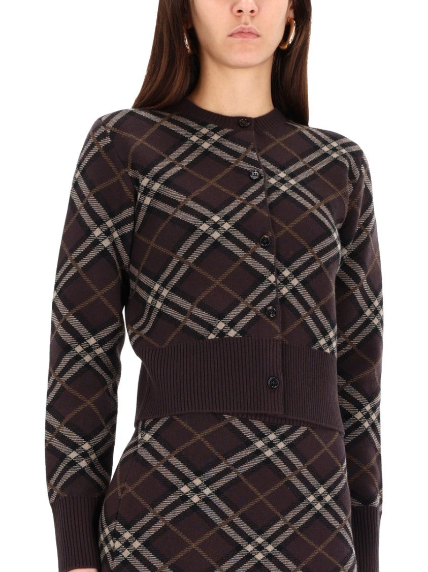 Burberry Fitted Plaid Sweater With Button-Down Front