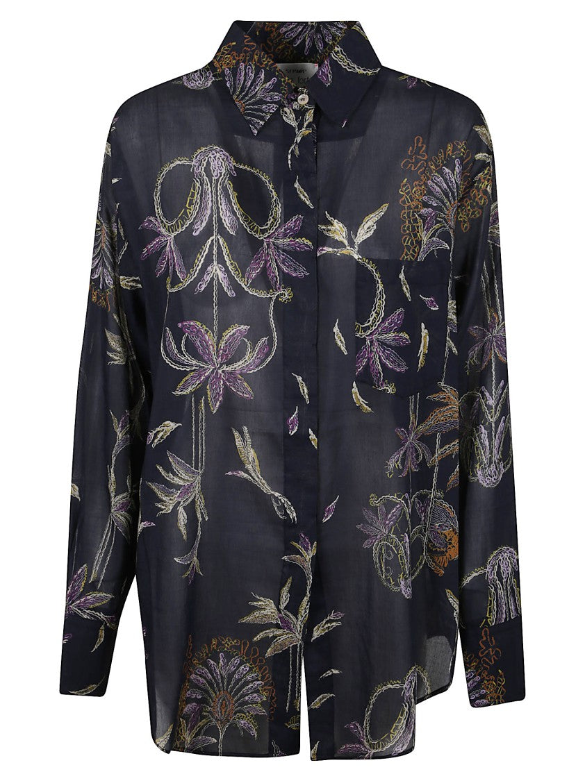 Forte Forte Long-Sleeved Button-Up Shirt With Intricate Floral Pattern