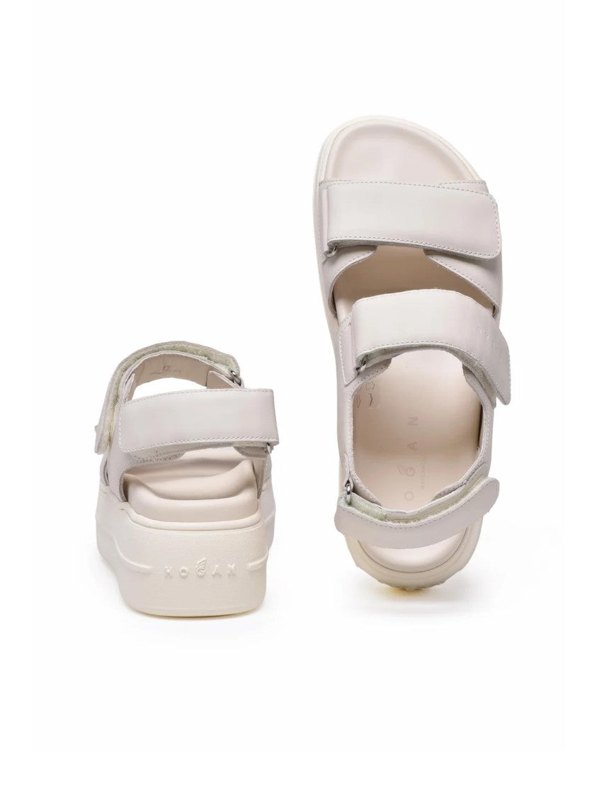 Hogan White Minimalist Leather Sandals