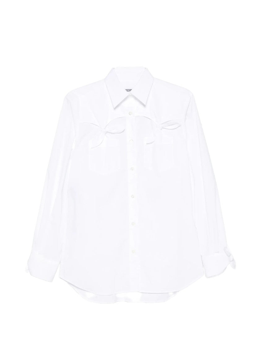 Moschino White Button-Up Shirt With Bow Pocket Details