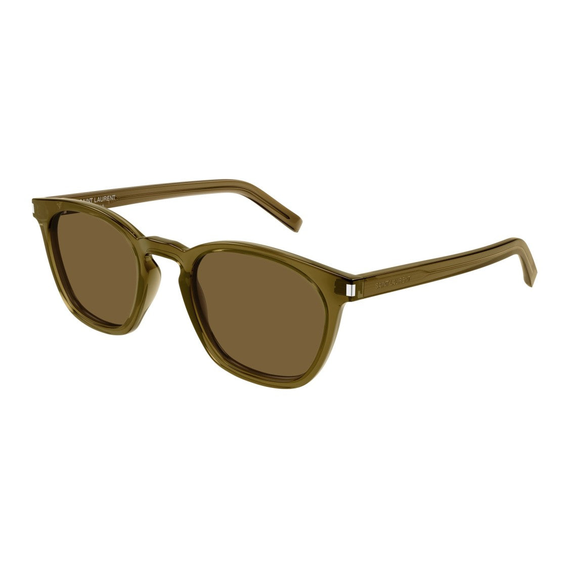 Saint Laurent Sl 28 Translucent Olive Green Acetate Sunglasses