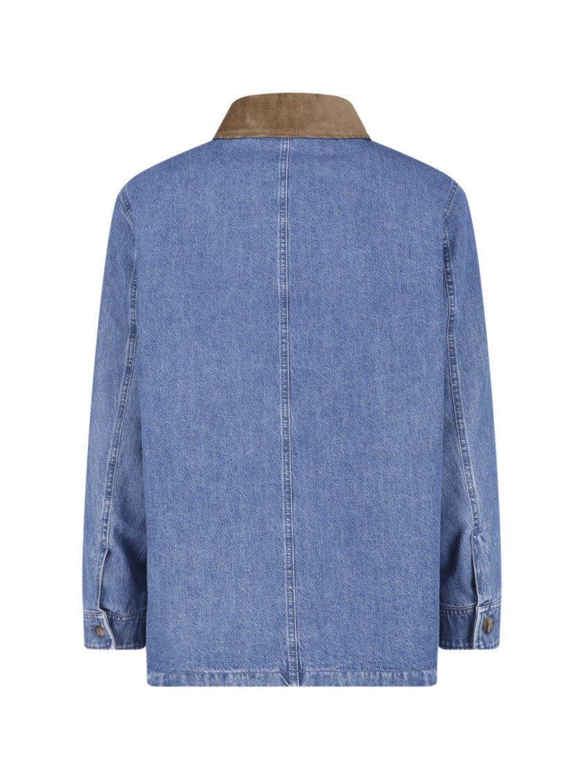 Valentino Classic Contrasting Corduroy Collar Denim Jacket