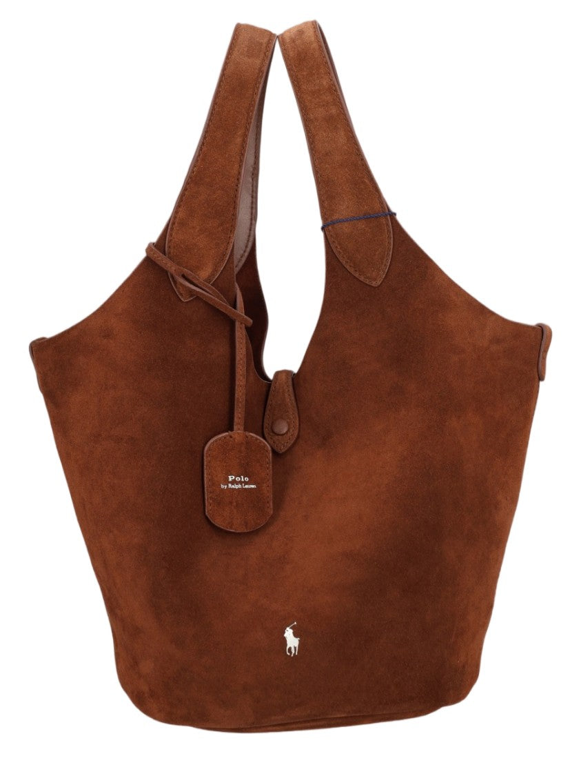 Polo Ralph Lauren Spacious Suede Tote Bag With Textured Surface And Minimalist Design