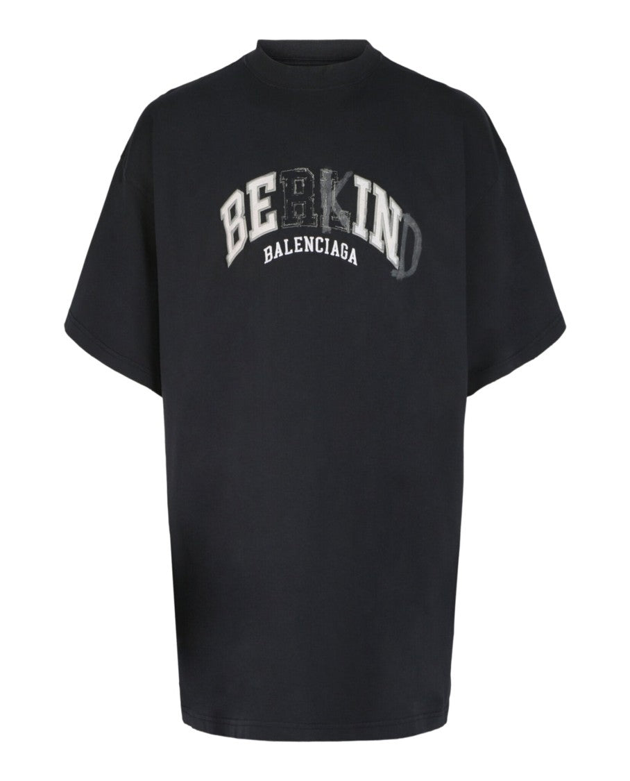 Balenciaga Distressed Black Oversized T-Shirt With Bold Graphic