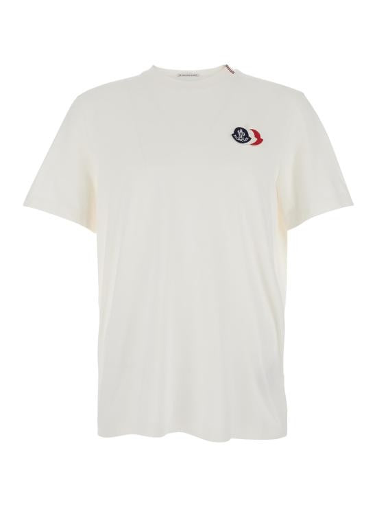 Moncler Embroidered Tricolor Logo Cotton T-Shirt