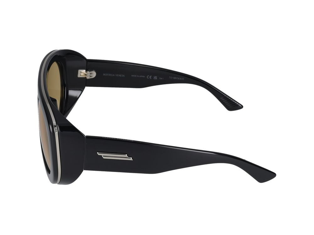 Bottega Veneta Black Warm Orange Lenses Oversized Sunglasses