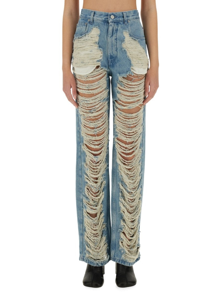 Mm6 By Maison Margiela "Destroyed" Straight Jeans