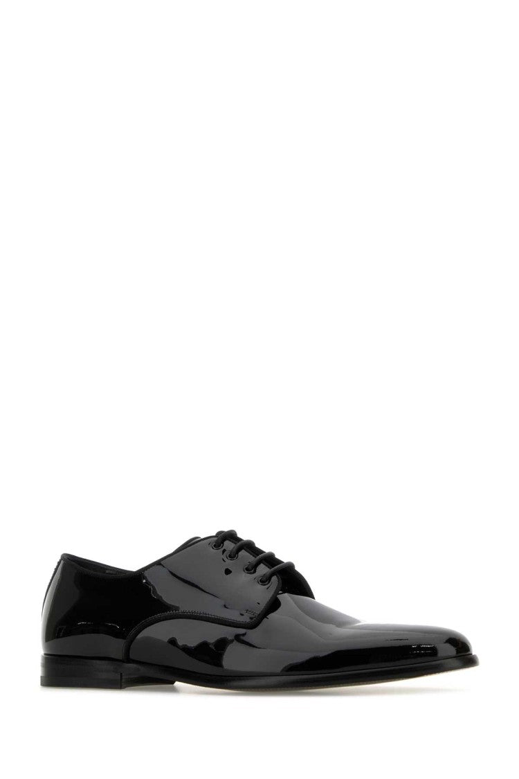 Dolce & Gabbana Black Leather Raffaello Lace-Up Shoes