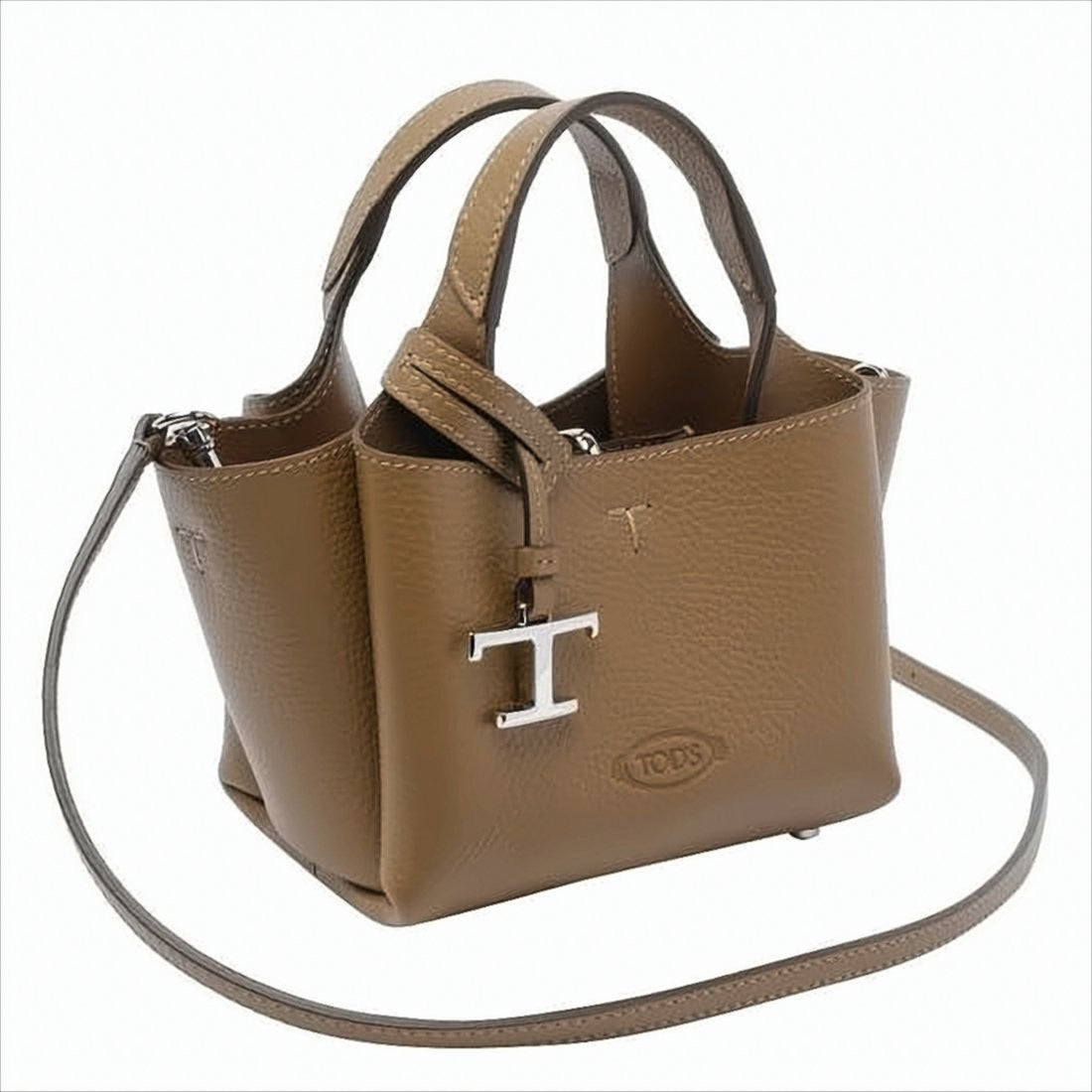 Tod's Textured Calf Leather Shoulder Bag With Silver-Tone Charm