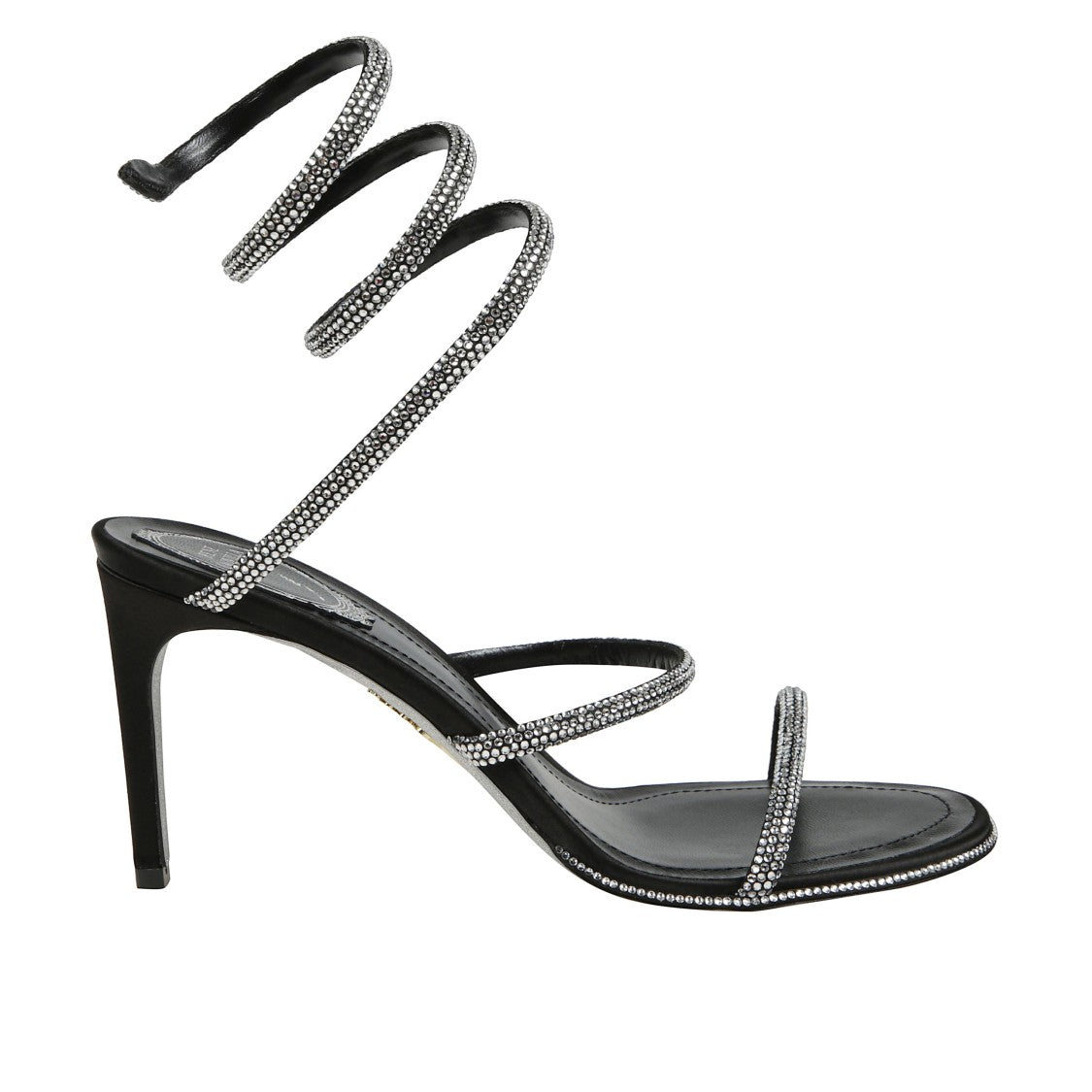 René Caovilla Cleo Anthracite Crystal Sandals 105