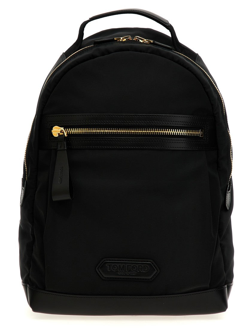 Tom Ford Black Nylon Backpack With Leather-Effect Accents