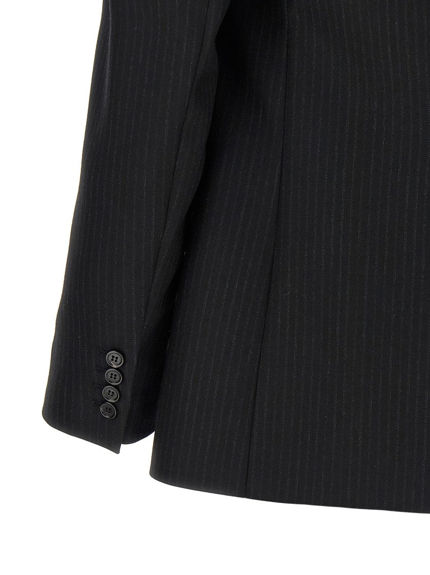 Saint Laurent Pinstripe Wool Blazer With Satin-Lined Interior