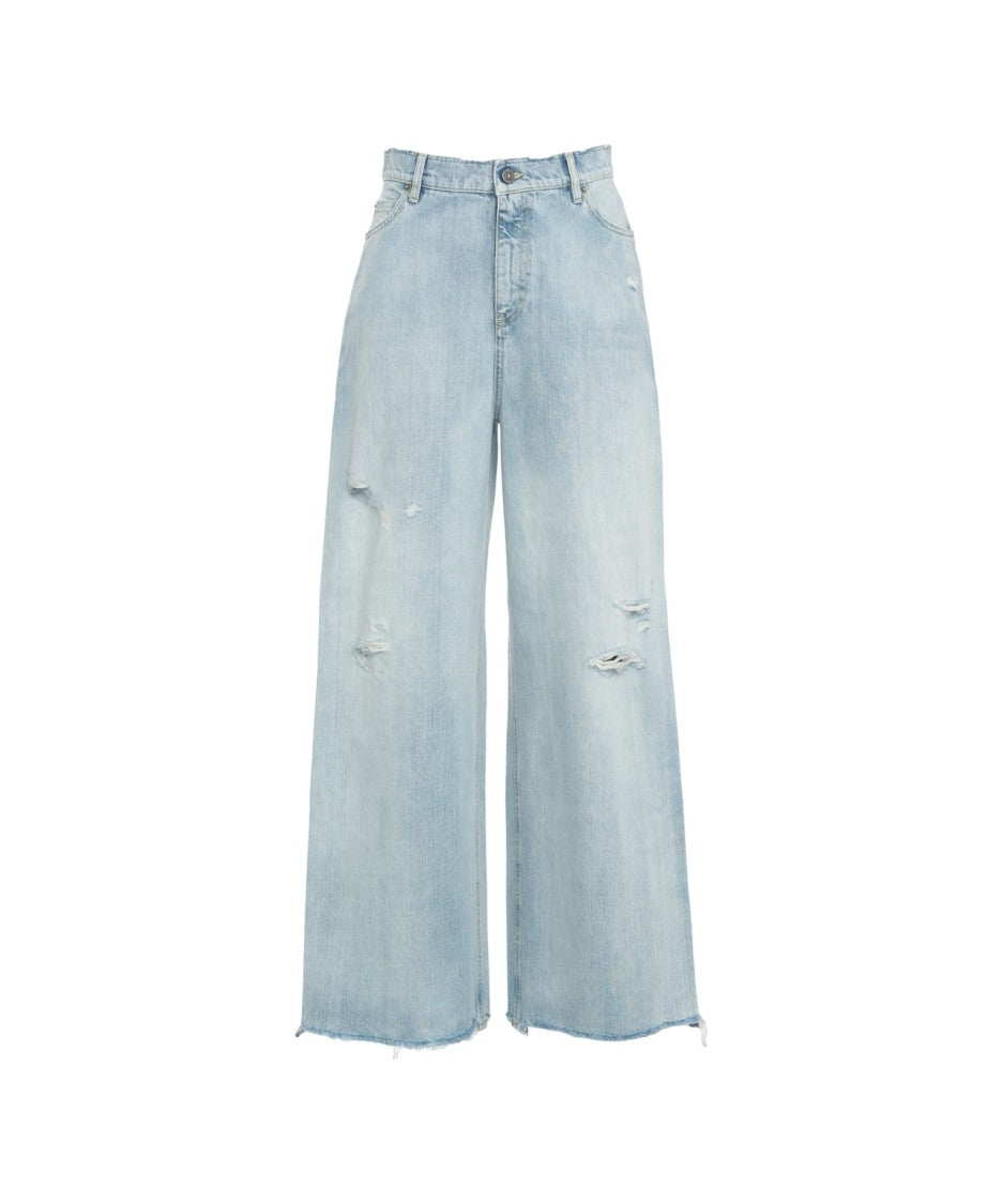 Golden Goose Wide Leg Boyfriend Jeans With Distressed Details