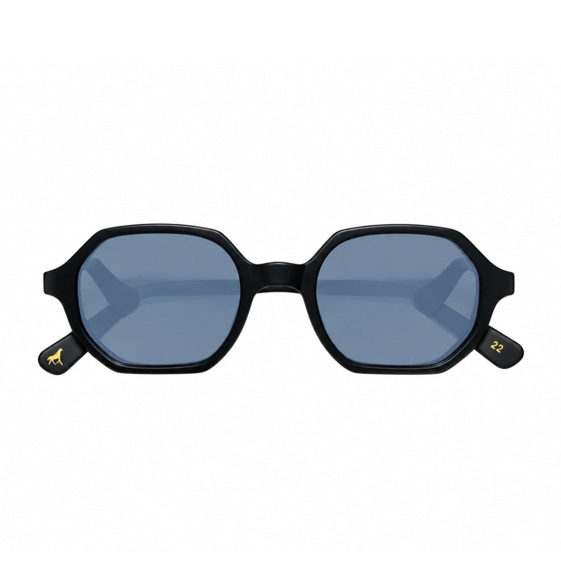 L.G.R. Geometric Acetate Sunglasses With Blue Lenses And Gold Accents