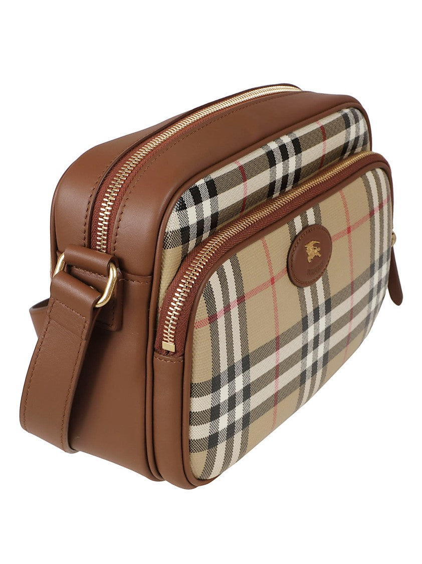 Burberry Checkered Pattern Wallet With Brown Leather Accents