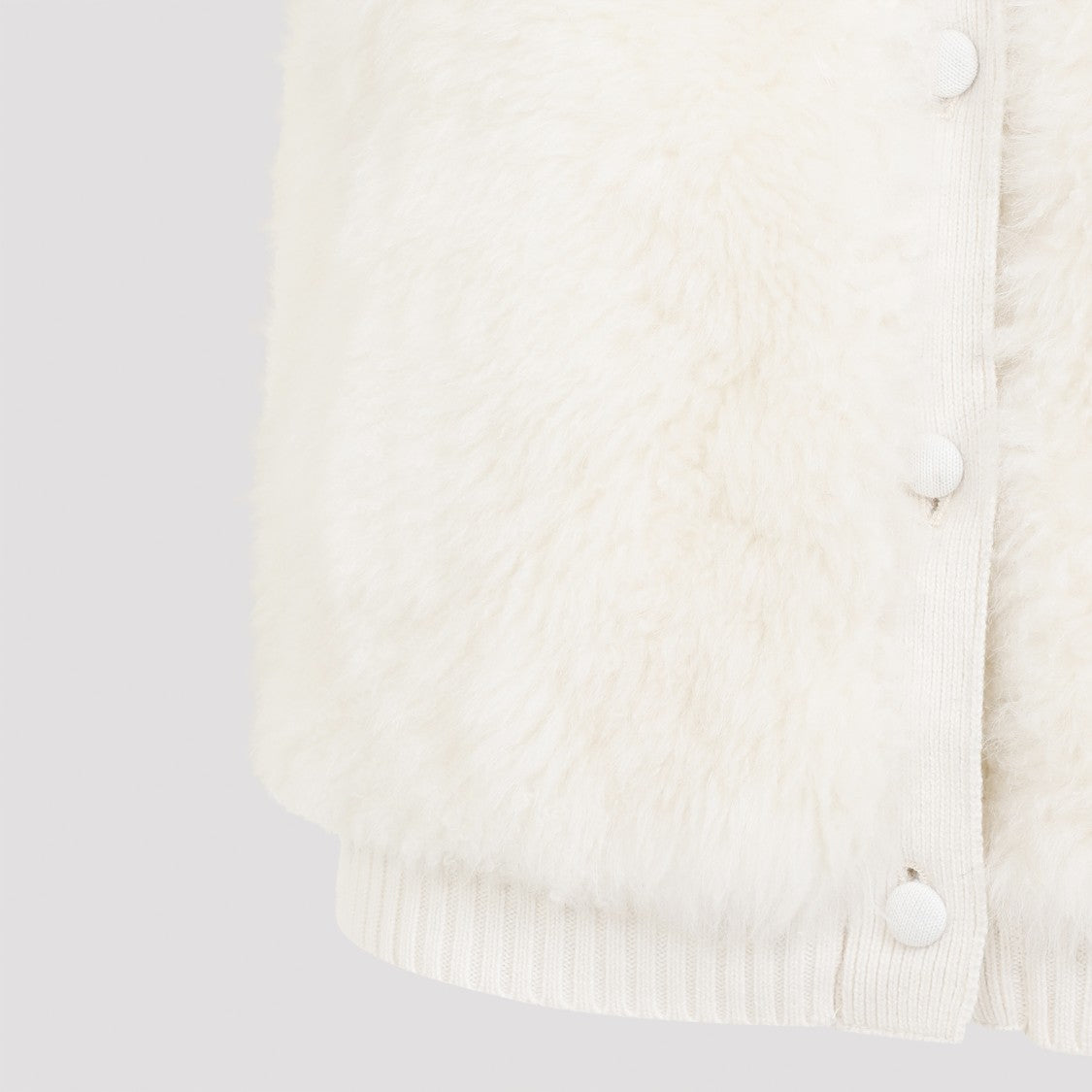 Yves Salomon Ivory White Wool Vest