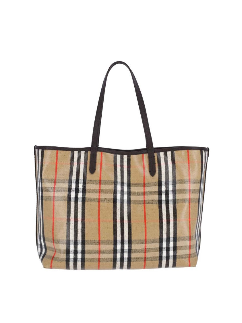 Burberry Beige Check Pouch Tote Bag