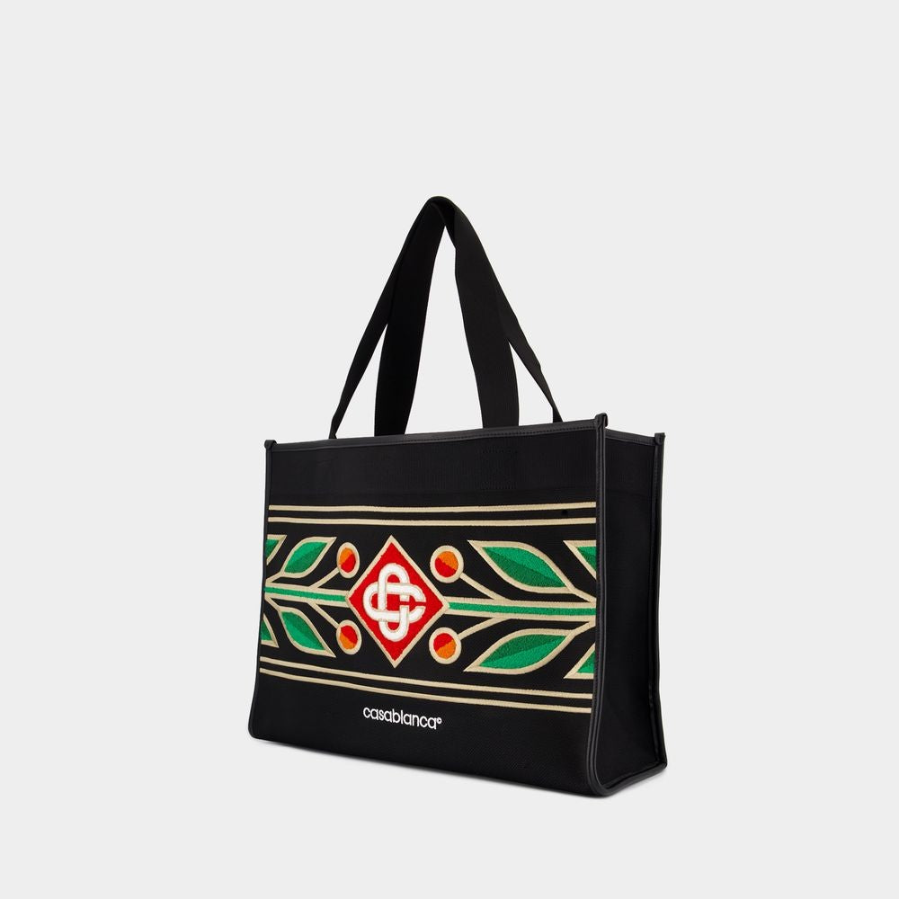 Casablanca Embroidered Knit Shopper Bag - Knit - Black
