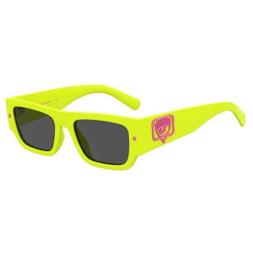 Chiara Ferragni Cf 7013/S Bold Rectangular Neon Yellow Sunglasses