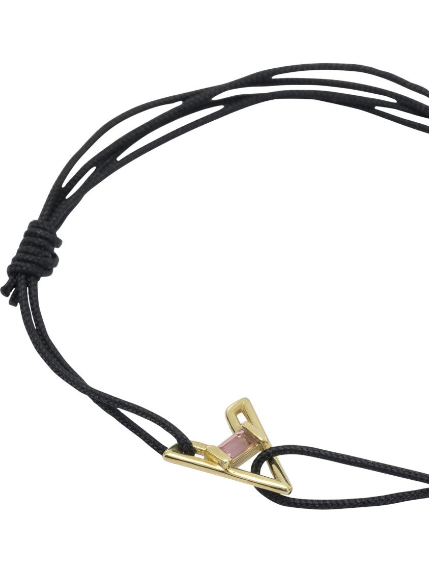 Aliita Geometric Pendant Bracelet With Pink Tourmaline And Adjustable Cord