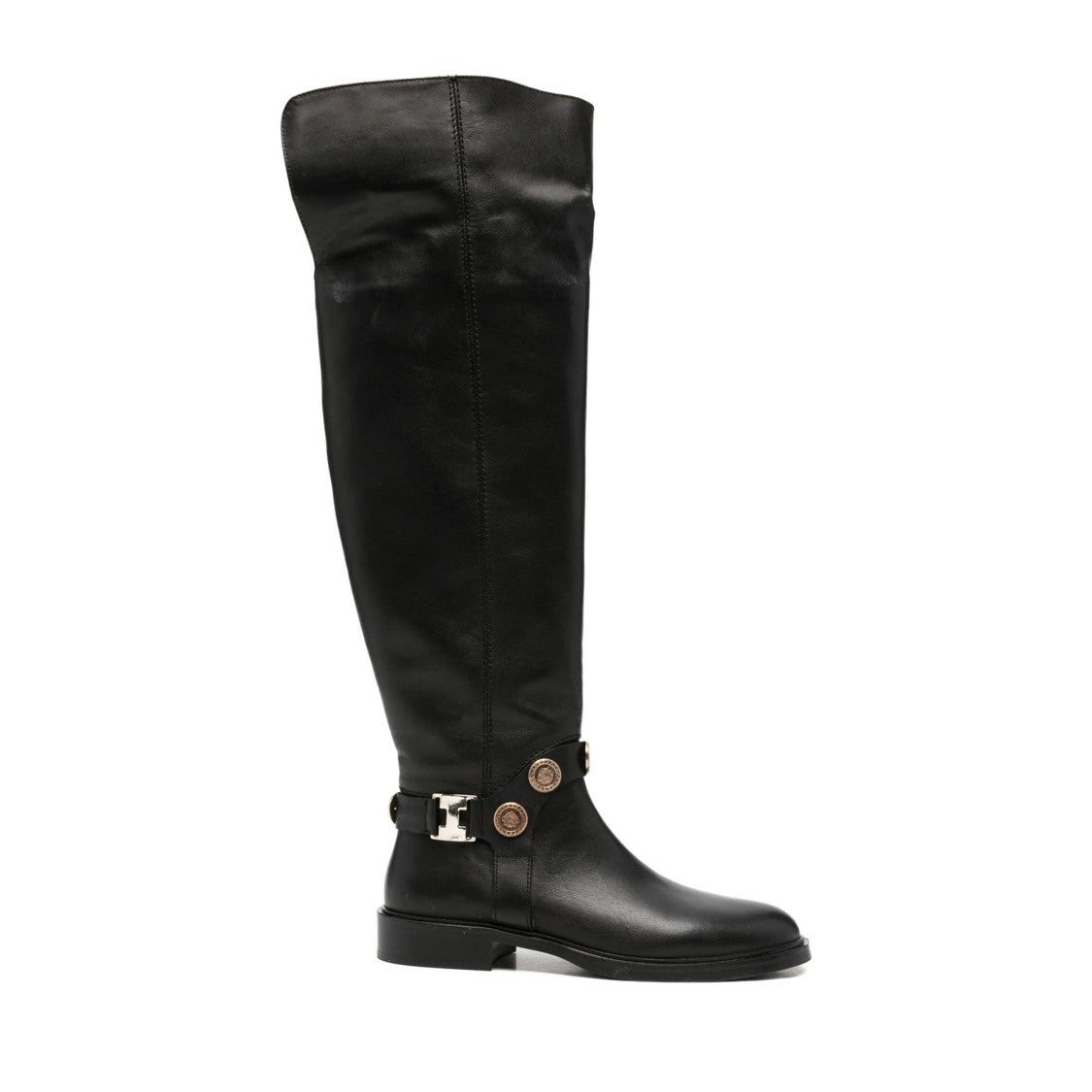 Adrianna Feretti Black Metallic Accents Leather Boots