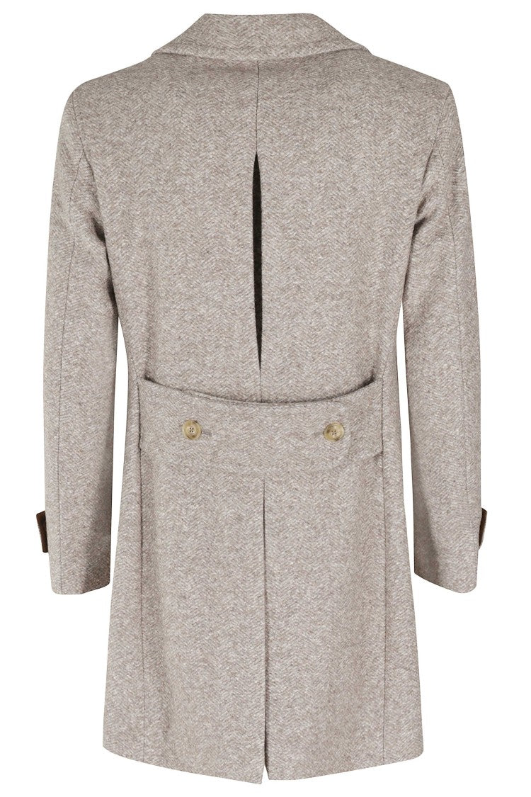 L.B.M. Light Grey Double-Breasted Jersey Coat