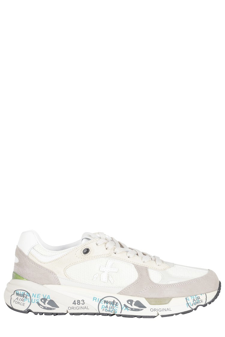 Premiata White Mase Iconic Side Design Leather Sneakers