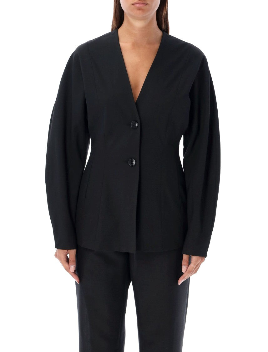 Ganni Black Single-Breasted Blazer
