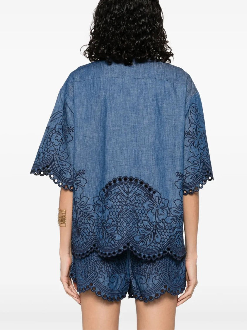 Zimmermann Short Sleeve Embroidered Top