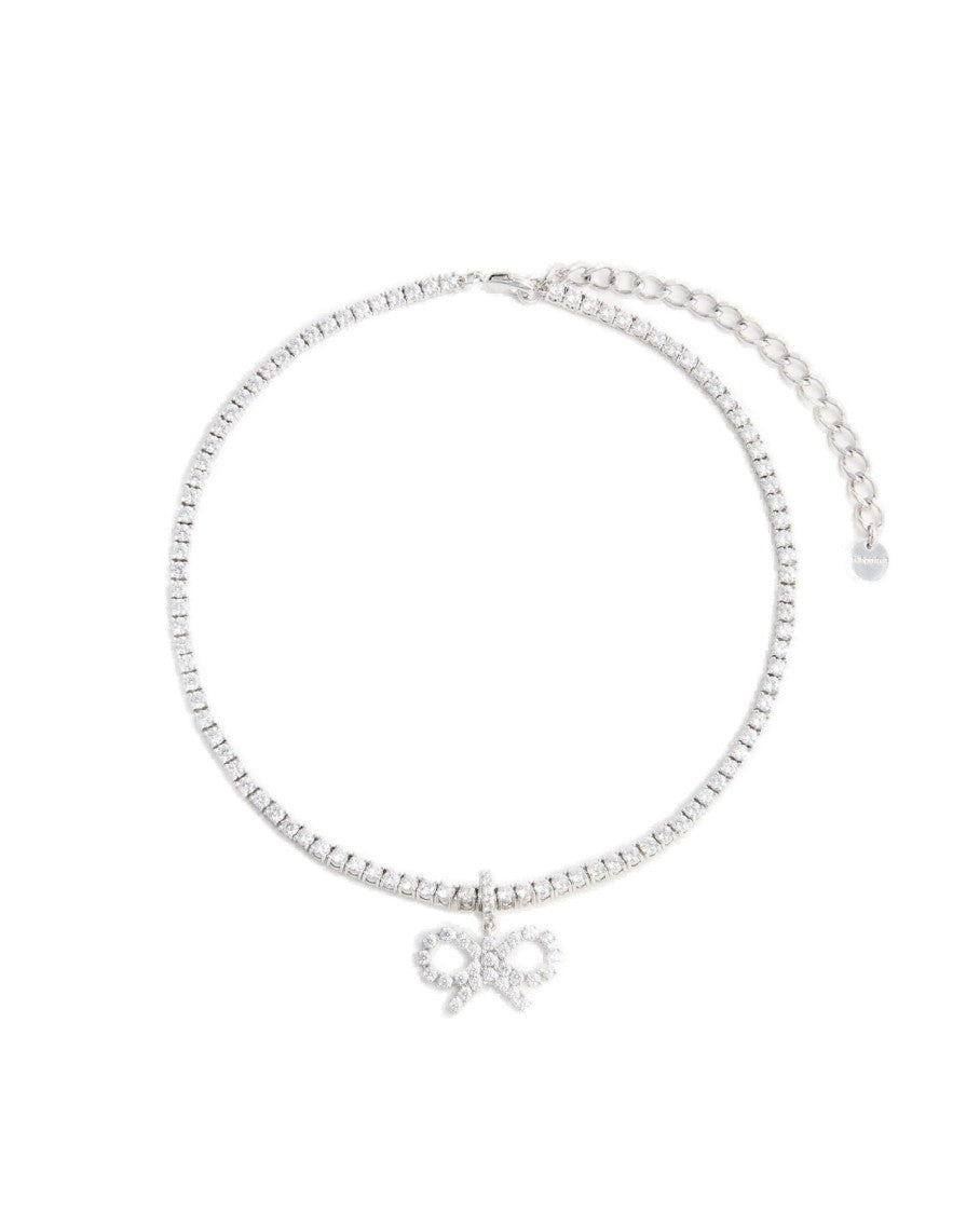 Self-Portrait Crystal Bow Tennis Necklace