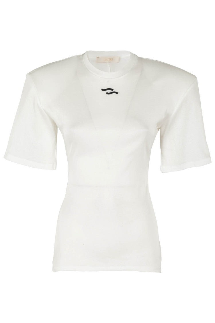 Ssheena Fitted White Cotton T-Shirt With Contrasting Logo