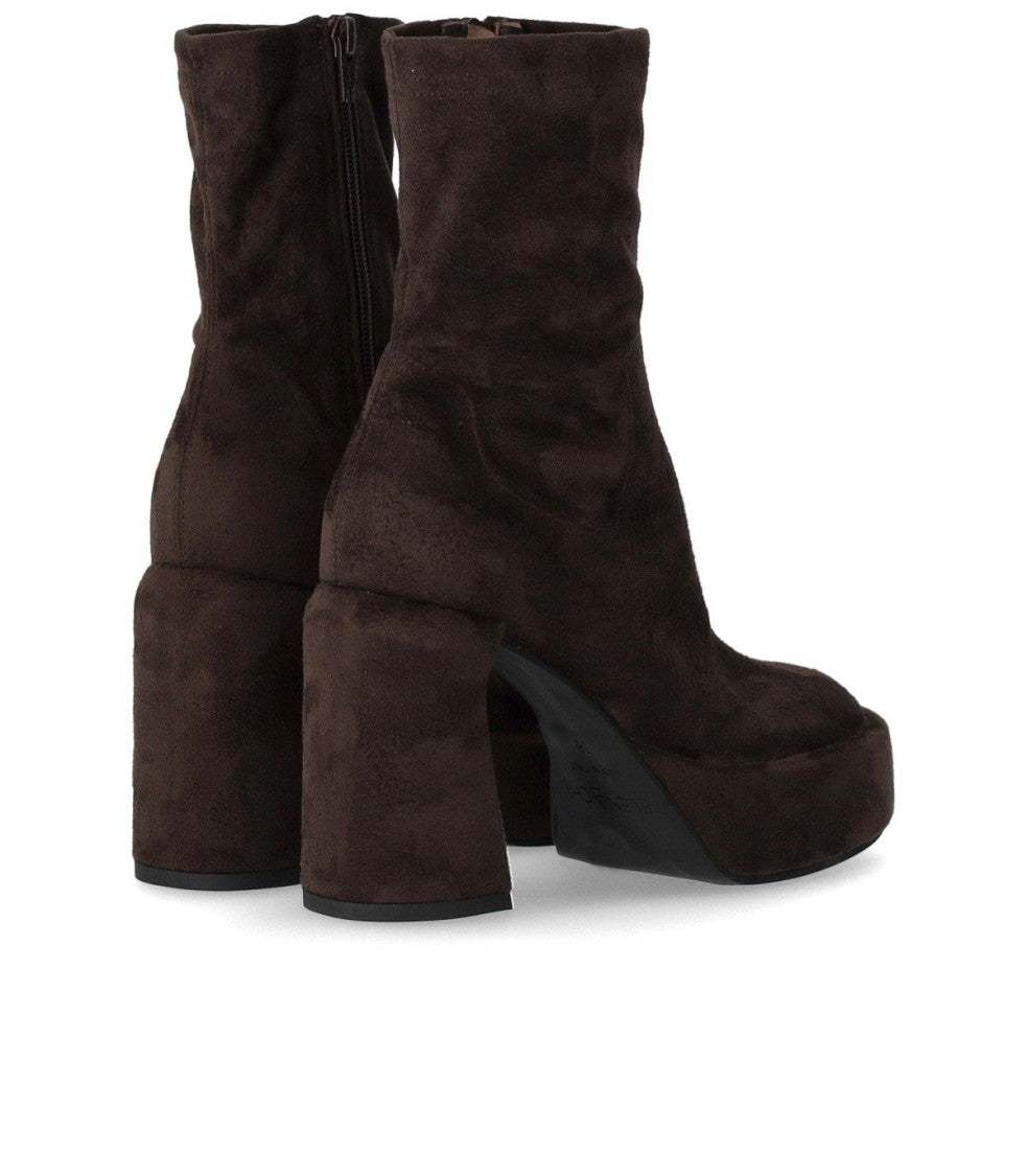 Elena Iachi Zelda Brown Heeled Ankle Boot