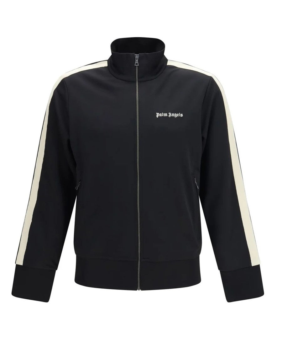 Palm Angels Iconic Black Track Jacket With Contrasting Stripes