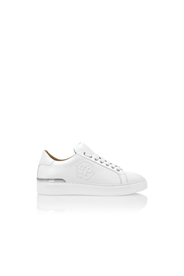 Philipp Plein White Hexagon Nappa Leather Low-Top Sneakers